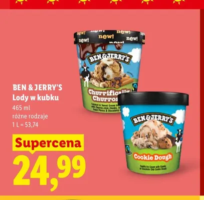 Lody w kubku Ben & Jerry's Cookie Dough promocja w Lidl