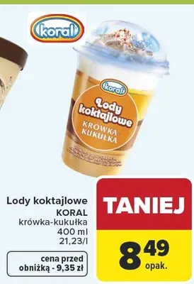 Lody koktajlowe krówka-kukułka promocja w Carrefour Market