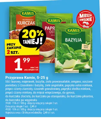 Przyprawa majeranek Kamis promocja w Twój Market