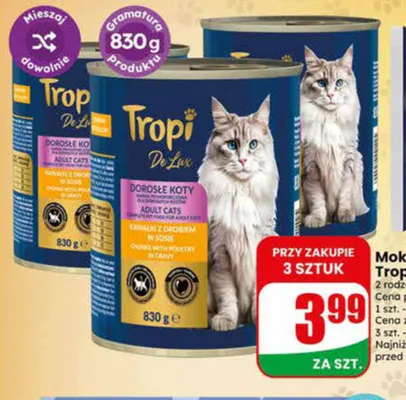 Mokra karma dla kota Tropi DeLux promocja w Dino