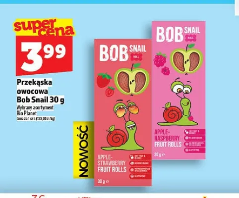 Przekąska owocowa Bob Snail Apple-Strawberry Fruit Rolls promocja w TOPAZ