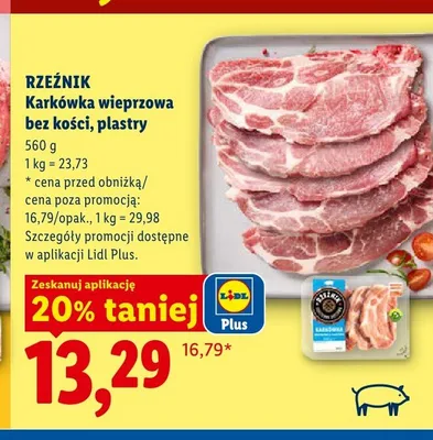 Karkówka wieprzowa bez kości plastry Rzeźnik promocja w Lidl