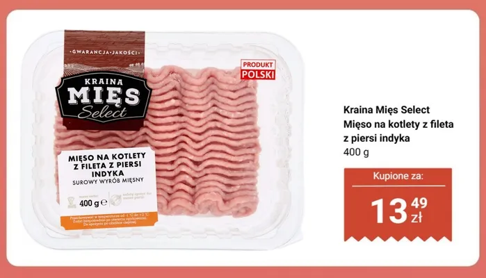 Mięso na kotlety z fileta z piersi indyka Kraina Mięs Select promocja w Biedronka