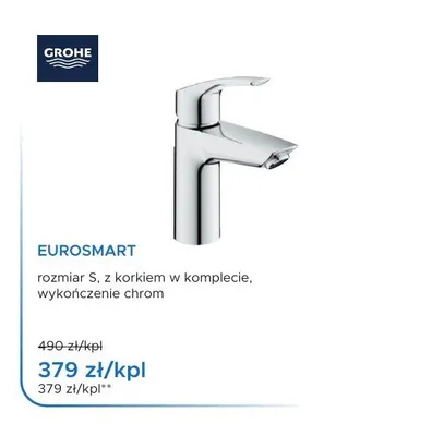 Bateria umywalkowa stojąca Grohe Eurosmart chrom promocja w Blu Salony Łazienek