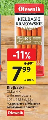 Kiełbaski krakowskie Olewnik promocja w Intermarche