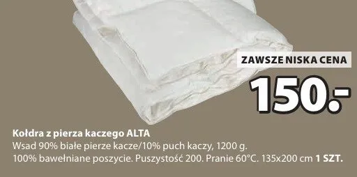 Kołdra z piera kaczego ALTA promocja w Jysk
