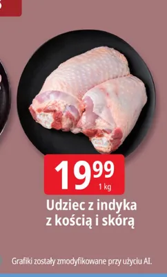 Udziec z indyka z kością i skórą promocja w Leclerc