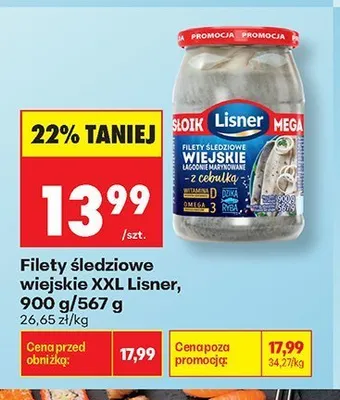 Filety śledziowe wiejskie XXL Lisner promocja w Biedronka