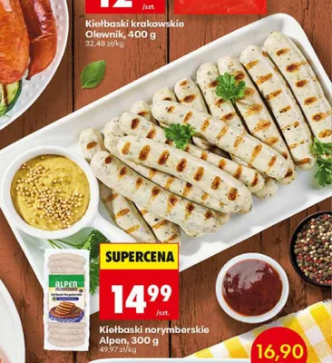 Kiełbaski norymberskie Alpen promocja w Biedronka