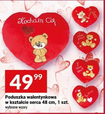 Poduszka walentynkowa w kształcie serca 48 cm, 1 szt. promocja w Twój Market