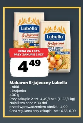 Makaron 5-jajeczny Lubella nitki promocja w Netto