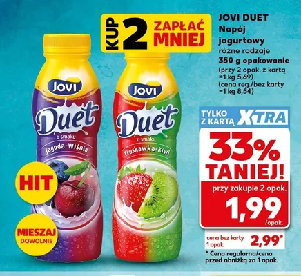 Napój jogurtowy Jovi Duet o smaku jagoda-wiśnia promocja w Kaufland