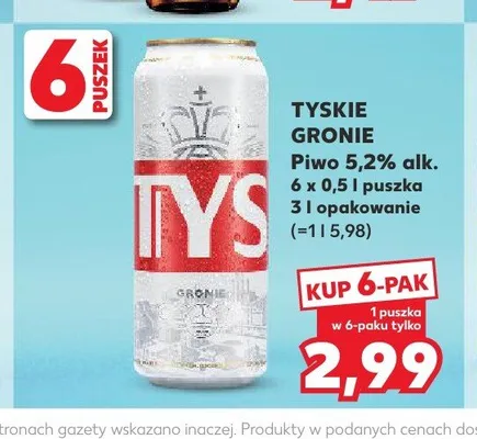 Piwo Tyskie Gronie 6-pak 500ml promocja w Kaufland