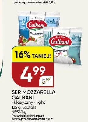 Ser Mozzarella light Galbani promocja w Chata Polska