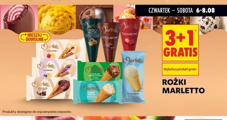 Lody rożek Marletto Plombir promocja w Biedronka