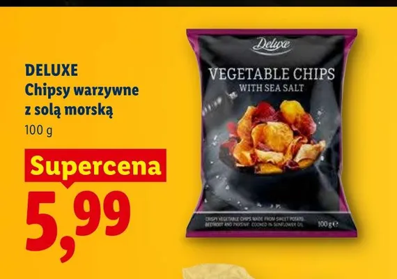 Chipsy warzywne z solą morską Deluxe promocja w Lidl