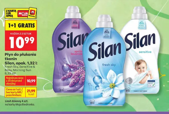 Płyn do płukania tkanin Silan Sensitive & Baby promocja w Biedronka