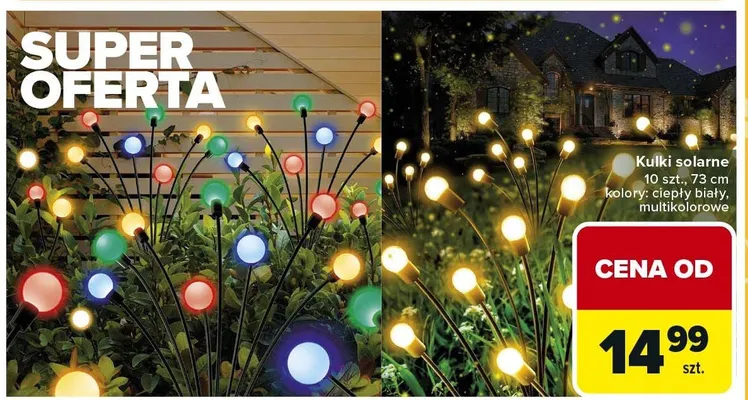 Kulki solarne 10 szt., 73 cm kolory: ciepły biały, multikolorowe promocja w Carrefour