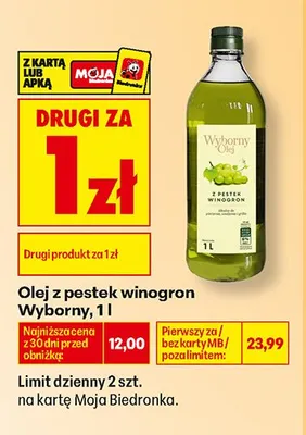 Olej z pestek winogron Wyborny promocja w Biedronka