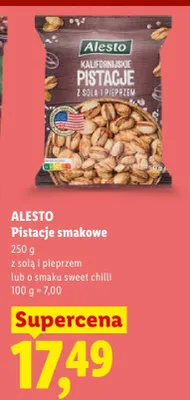 Pistacje smakowe z solą i pieprzem Alesto promocja w Lidl