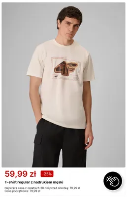 T-shirt regular z nadrukiem męski 4F promocja w 4F
