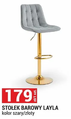 Stołek barowy Layla kolor szary/złoty promocja w Merkury Market