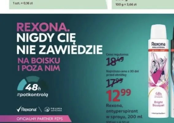 Antyperspirant w sprayu Rexona promocja w Rossmann