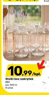 Słoiki bez nakrętek Ø82 poj. 900ml 8-pak promocja w Bricomarche