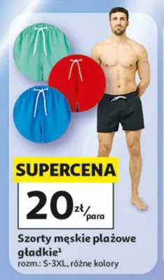 Szorty męskie plażowe gładkie Inextenso promocja w Auchan