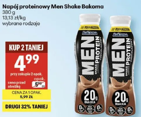 Napój proteinowy Men Shake Bakoma promocja w Delikatesy Centrum