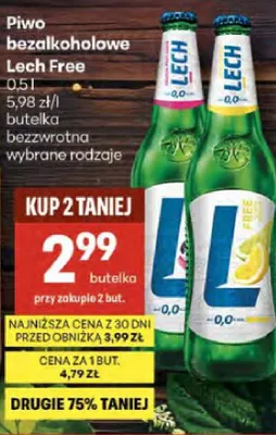 Piwo bezalkoholowe Lech Free promocja w Delikatesy Centrum