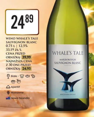 Wino białe Whale's Tale Sauvignon Blanc promocja w Dino