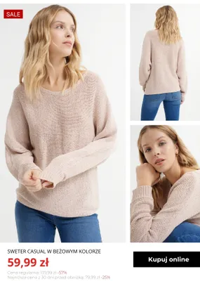 Sweter casual w beżowym kolorze Greenpoint promocja w Greenpoint