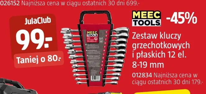 Zestaw kluczy grzechotkowych i płaskich Meec Tools promocja w Jula