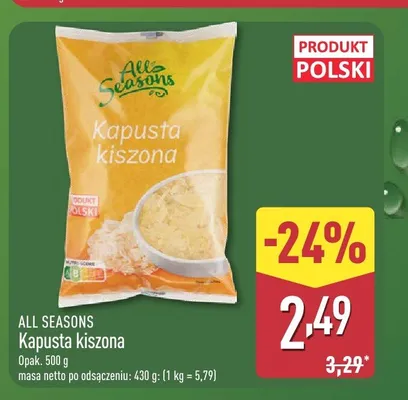 Kapusta kiszona All Seasons promocja w Aldi