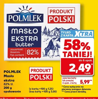 Masło ekstra Polmlek 82% promocja w Kaufland