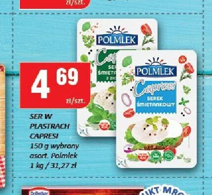 Serek w plastrach Capresi z ziołami Polmlek promocja w Chorten