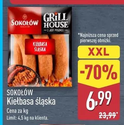 Kiełbasa śląska Sokołów Grill House XXL promocja w Aldi