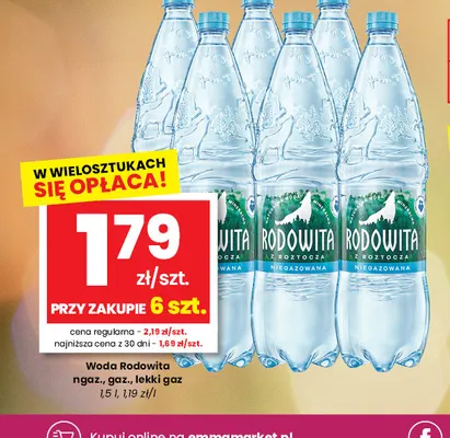 Woda gazowana Rodowita lekki gaz promocja w emma MARKET