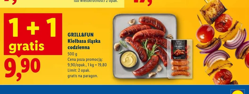 Kiełbasa śląska codzienna GRILL&FUN promocja w Lidl