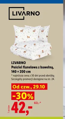 Pościel flanelowa z bawełną Livarno 140x200 cm promocja w Lidl