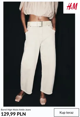 Jeansy damskie Barrel High Waist Ankle Jeans H & M promocja w H&M