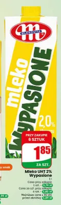 Mleko UHT Wypasione Mlekovita 2% promocja w Dino