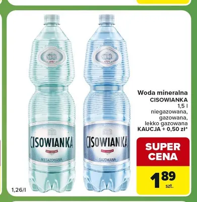 Woda mineralna niegazowana Cisowianka promocja w Carrefour Express