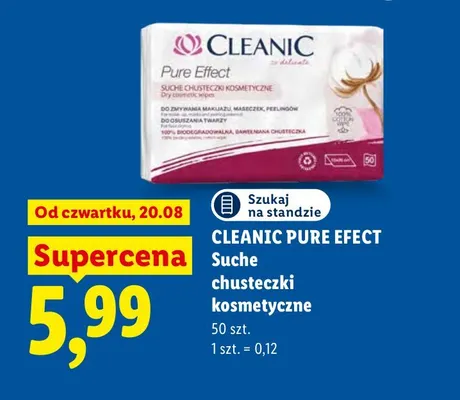 Suche chusteczki kosmetyczne Cleanic Pure Effect promocja w Lidl
