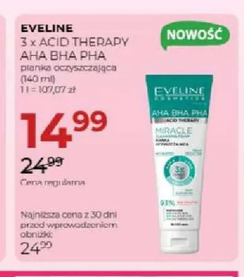 Pianka oczyszczająca Eveline 3x Acid Therapy AHA BHA PHA promocja w Drogerie Jawa