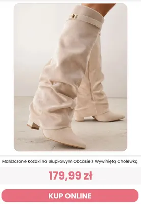 Marszczone kozaki na słupkowym obcasie z wywiniętą cholewką Renee promocja w Renee