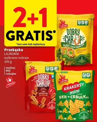 Przekąska Lajkonik wybrane rodzaje promocja w Intermarche