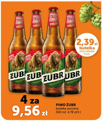 Piwo Żubr butelka zwrotna promocja w Groszek