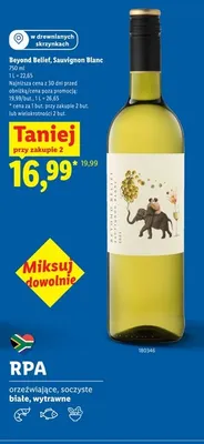 Wino białe Beyond Belief Sauvignon Blanc promocja w Lidl